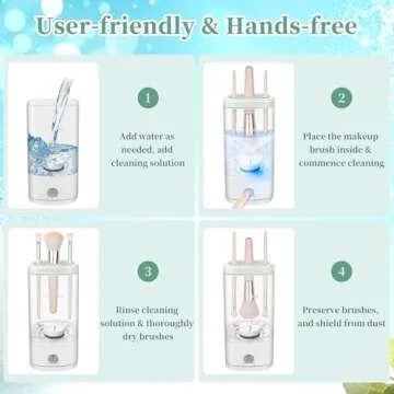 Tpsofy Electric Makeup Brush Cleaner Machine, Ultimate Efficient Automatic Cleaner for All Types of Makeup Brushes- Transparent