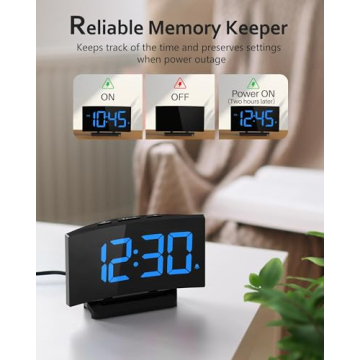 GOLOZA Digital Alarm Clock with Customizable Blue Display