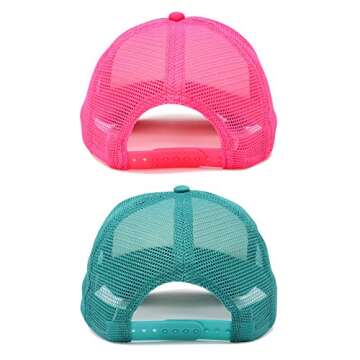 DALIX Blank Trucker Hats Caps (2 for 1) in Hot Pink Teal