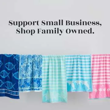 Great Bay Home 100% Cotton Beach Towels | 2 Pack of 30 x 60" Navy Pool Towels for Adults and Kids | Absorbent & Quick Dry Towels (Navy/Royal Blue Fish & Stripe)