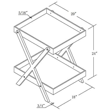 LIKENOW Furniture Acrylic Rectangular Tray Table with 2-Tier Storage,Clear,Modern,Assemble,20x18inch,High 24 Inch,16.5 LBS