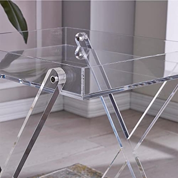 LIKENOW Furniture Acrylic Rectangular Tray Table with 2-Tier Storage,Clear,Modern,Assemble,20x18inch,High 24 Inch,16.5 LBS