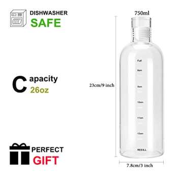Clear Glass Water Bottles With Time Marker Non-slip Sleeve And Lids, Reusable Glass Drinking Bottles...