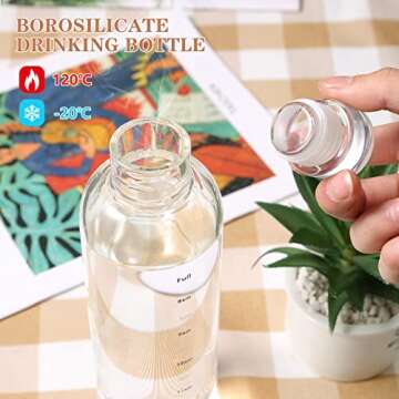Stylish Clear Glass Water Bottle with Time Marker