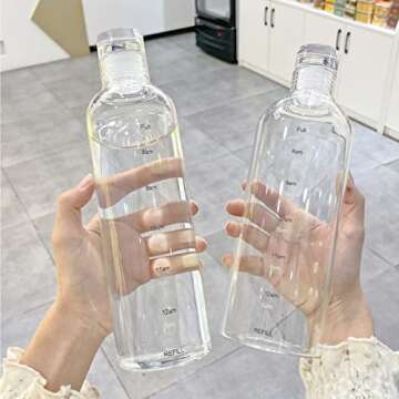 Stylish Clear Glass Water Bottle with Time Marker