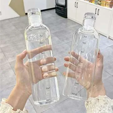 Stylish Clear Glass Water Bottle with Time Marker