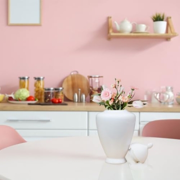 AuldHome Design White Ceramic Ginger Jar, Decorative Home Decor Vase w/Lid