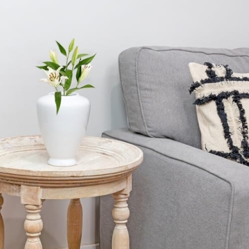 AuldHome Design White Ceramic Ginger Jar, Decorative Home Decor Vase w/Lid