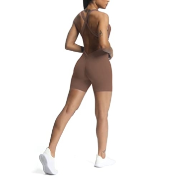 Aoxjox Workout Rompers for Women Brooke Cross Back One Piece Scrunch Gym Yoga Sports Bras Jumpsuit (...