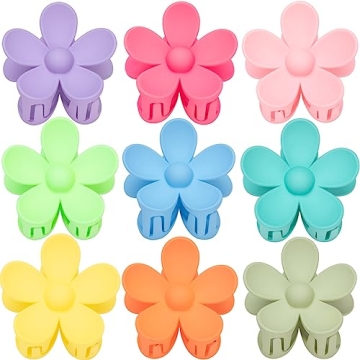 Flower Hair Clips Set - 9 Unique Durable Claw Clips