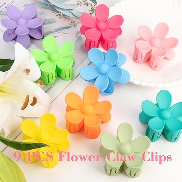 Flower Hair Clips Set - 9 Unique Durable Claw Clips
