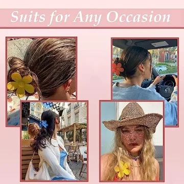 Flower Hair Clips Set - 9 Unique Durable Claw Clips