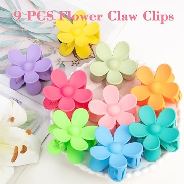 Flower Hair Clips Set - 9 Unique Durable Claw Clips