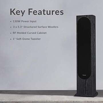 Pioneer SP-FS52 Home Audio Andrew Jones Designed Floor Standing Loudspeaker, Black