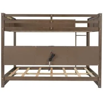 Merax Queen Over Queen Bunk Bed with Storage Cabinets and USB Ports