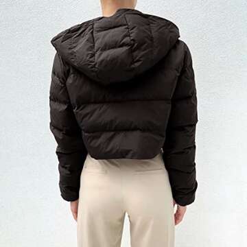Ashowlaco Puffer Jacket Womens Cropped Warm Winter Coats Parka Down Puffy Bubble Coat Fashion Casual Cardigan Outerwear