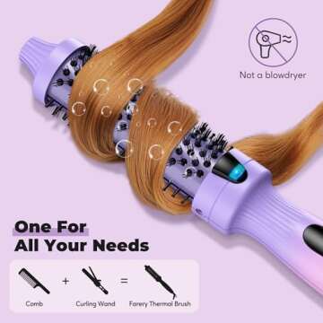 FARERY 1.25-Inch Heated Round Brush - Ceramic Ionic Thermal Brush for Fast and Quiet Styling, Volume, Smoothness, Natural Curls, Dual MCH Heating, Adjustable Temperature