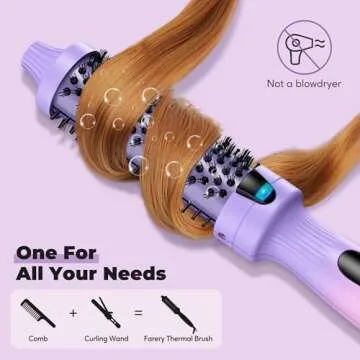 FARERY 1.25-Inch Heated Round Brush - Ceramic Ionic Thermal Brush for Fast and Quiet Styling, Volume, Smoothness, Natural Curls, Dual MCH Heating, Adjustable Temperature