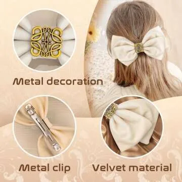 Bows Hair Clips,Butterfly Hair Accessories for Women,Hair Barrettes,Cute Barrettes,Women's Sense of Luxury,Bow Clips,Hair Bows Clip for Women (Rose White)