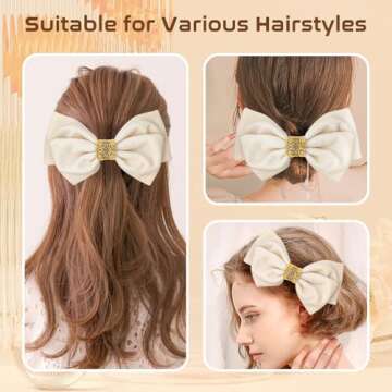 Bows Hair Clips,Butterfly Hair Accessories for Women,Hair Barrettes,Cute Barrettes,Women's Sense of Luxury,Bow Clips,Hair Bows Clip for Women (Rose White)