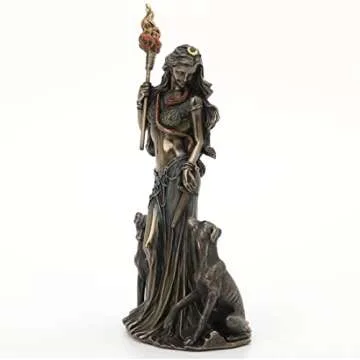 Veronese Design 9 1/4 Inch Tall Hecate Greek Goddess of Magic with Her Hounds Cold Cast Bronzed Resin Sculpture Fantasy Figurine Home Decor Collectible