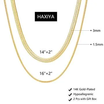 HAXIYA 14K Gold Plated Necklace for Women