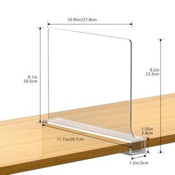 6 PCS Shelf Dividers for Closet Organization Acrylic Clear Closet Shelf Divider for Wooden Shelving ...