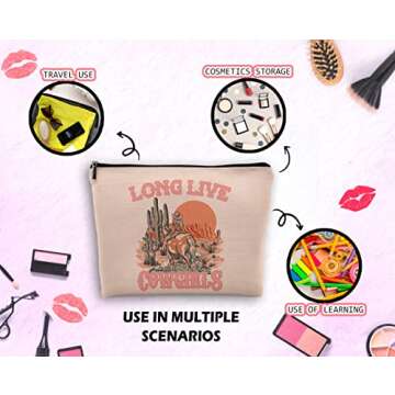 Dwept Pink Cowgirl Cosmetic Bag - Stylish Makeup Storage