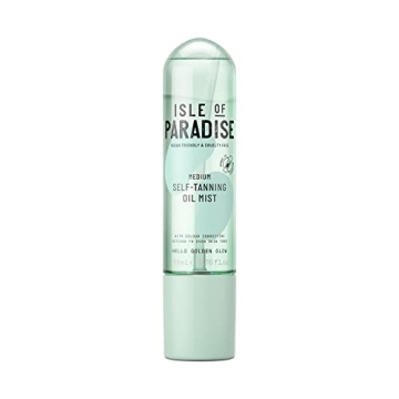 Isle of Paradise Self Tanning Oil Mist, Medium (Golden Glow) - Color Correcting Self Tan Spray, Vega...