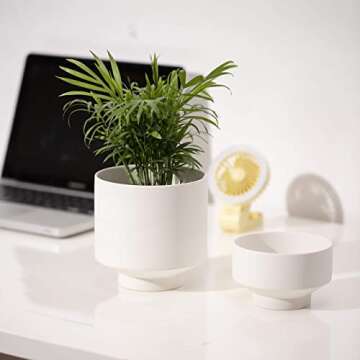 Stylish UBEE Ceramic Plant Pots with Drainage and Saucer