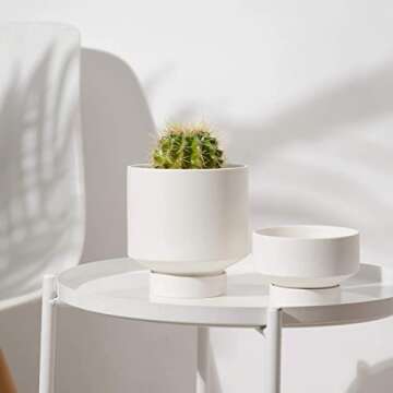 Stylish UBEE Ceramic Plant Pots with Drainage and Saucer