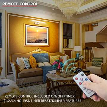 FUNCHDAY Picture Light,5000mAh Battery Operated Picture Light for Wall,Wireless Remote Painting Light with Timer and Dimmable,16”Metal Art Light for Display,Wall,Artwork,Portrait,Gallery-Rosegold