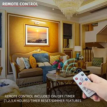 FUNCHDAY Picture Light,5000mAh Battery Operated Picture Light for Wall,Wireless Remote Painting Light with Timer and Dimmable,16”Metal Art Light for Display,Wall,Artwork,Portrait,Gallery-Rosegold