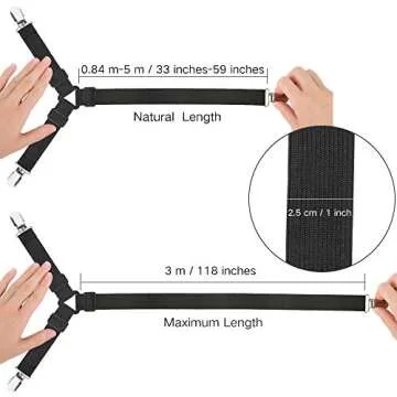 Bed Sheet Fasteners, Adjustable Triangle Elastic Suspenders Gripper Holder Straps Clip for Bed Sheets, Mattress Covers, Sofa Cushion