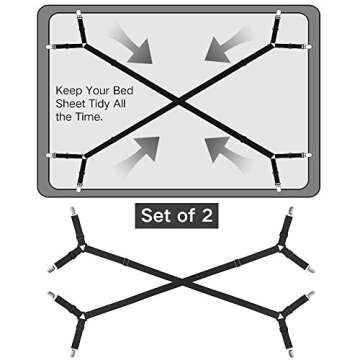 Bed Sheet Fasteners, Adjustable Triangle Elastic Suspenders Gripper Holder Straps Clip for Bed Sheets, Mattress Covers, Sofa Cushion