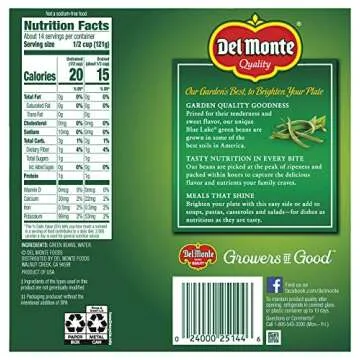 Del Monte Cut Blue Lake Green Beans With No Added Salt 14.5 Oz,(Pack of 4)
