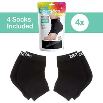 ZenToes Moisturizing Sleep Socks with Vitamin E, Olive Oil and Jojoba Seed Oil to Soften and Hydrate Dry Cracked Heels (Cotton Black, Wide Width)
