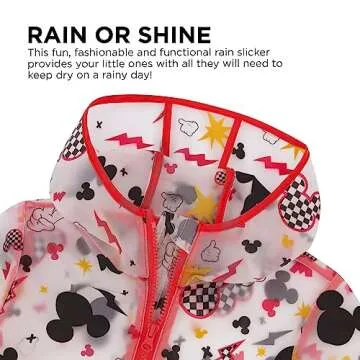 ABG Accessories Boys Rain Coat For Kids - Disney Mickey Mouse Toddler Raincoat For Kids 6-7 Years - Kids Rain Poncho
