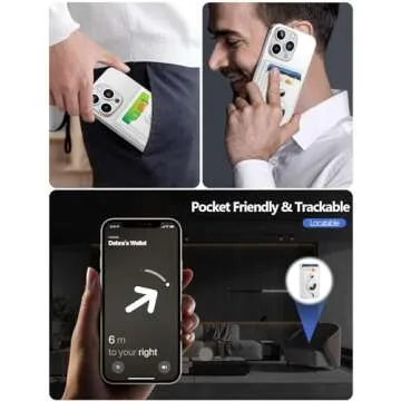 HiWe for Magsafe Wallet with Airtag Holder, Strongest Magnetic Wallet for iPhone 16/15/14/13/12 Series, 6 Cards Holder, Magnetic Phone Wallet, Leather RFID for iPhone Wallet, 3 Slots, White