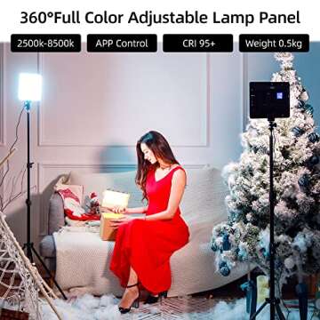 Weeylite Led Video Light Panel Lighting Kit,CRI95+ RGB Full Color LED Video Photography Auxiliary Light with App (Bluetooth) Control
