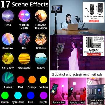 Weeylite Led Video Light Panel Lighting Kit,CRI95+ RGB Full Color LED Video Photography Auxiliary Light with App (Bluetooth) Control