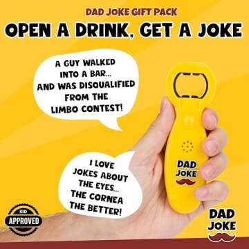 Dad Joke Deluxe Pack: Laugh-Out-Loud Talking Bottle Opener & Button - The Ultimate Gag Gift for Dads Everywhere