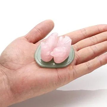 Jovivi Rose Quartz Feng Shui Ducks - Love Birds Decoration