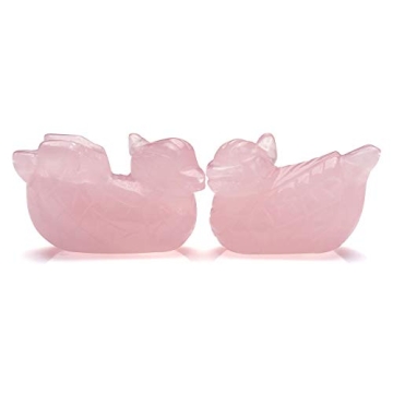 Jovivi Rose Quartz Feng Shui Ducks - Love Birds Decoration