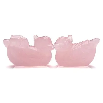 Jovivi Rose Quartz Feng Shui Ducks - Love Birds Decoration