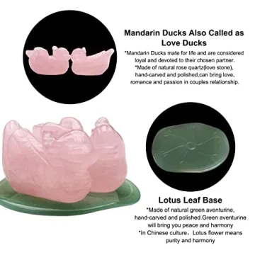 Jovivi Rose Quartz Feng Shui Ducks - Love Birds Decoration