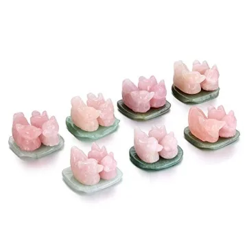 Jovivi Rose Quartz Feng Shui Ducks - Love Birds Decoration