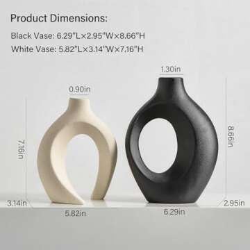 Ceramic Vases for Home Decor, Black and White Vase, Minimalist Boho Flower Vase, Round Decorative Modern Vase for Living Room Entryway Bookshelf Dining Table Centerpiece Set of 2
