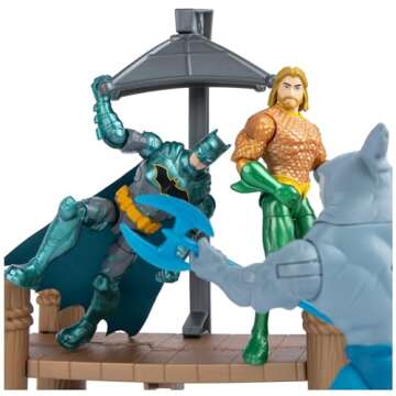 DC Comics, Gotham City Harbor Chaos Playset | 4-inch Batman, Aquaman, King Shark Action Figures | Kids Toys for Boys and Girls Ages 3 and Up (Amazon Exclusive)