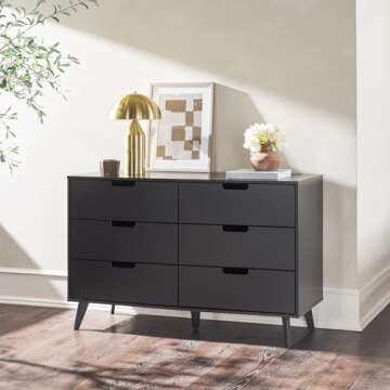 Walker Edison 52 Inch Modern 6-Drawer Dresser - Elegant Bedroom Storage